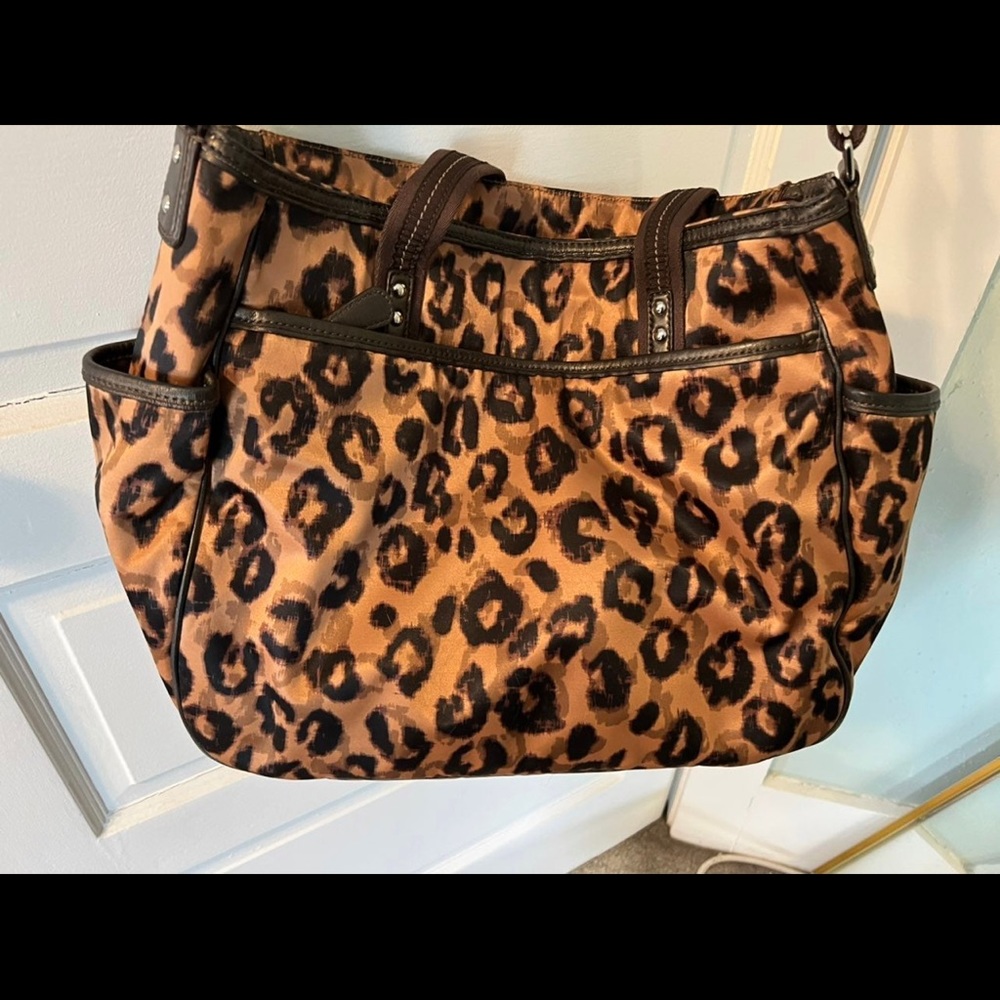 Coach leopard diaper bag